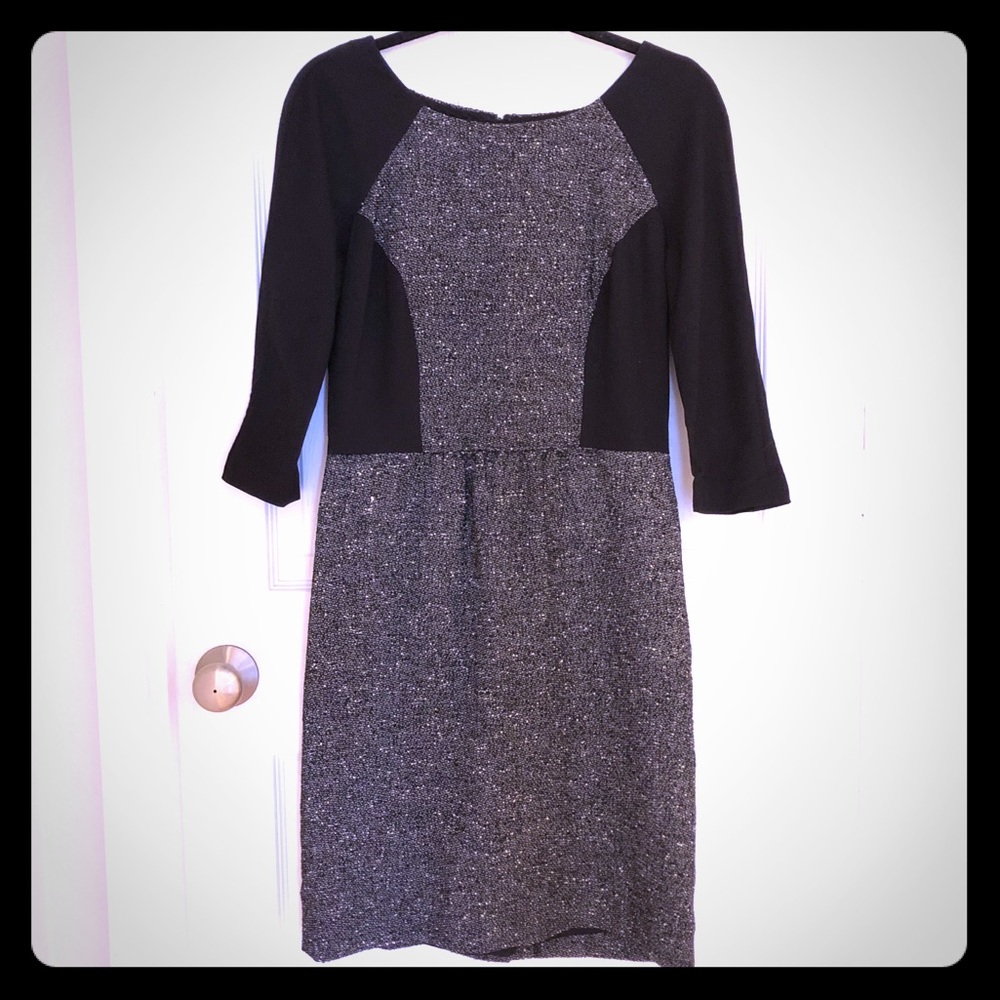 Black & White Wool Blend 3/4 Sleeve Dress